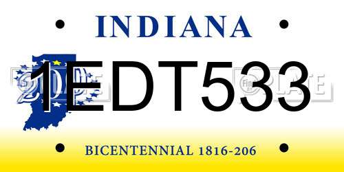 1EDT533 Indiana License Plate