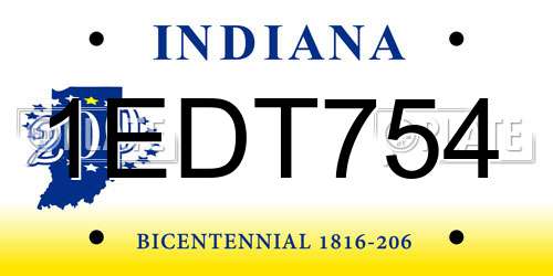 1EDT754 Indiana License Plate
