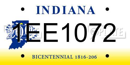 1EE1072 Indiana License Plate