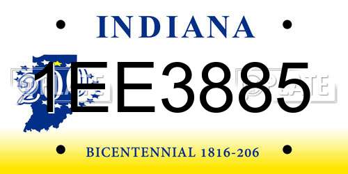 1EE3885 Indiana License Plate