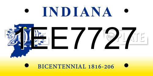 1EE7727 Indiana License Plate