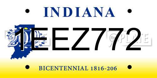 1EEZ772 Indiana License Plate
