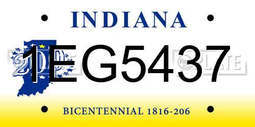 1EG5437 Indiana License Plate