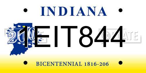 1EIT844 Indiana License Plate