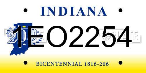 1EO2254 Indiana License Plate