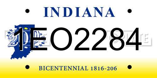 1EO2284 Indiana License Plate
