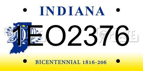 1EO2376 Indiana License Plate