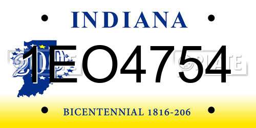 1EO4754 Indiana License Plate