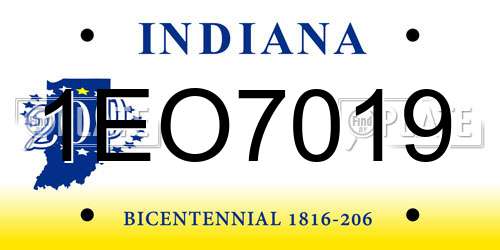 1EO7019 Indiana License Plate