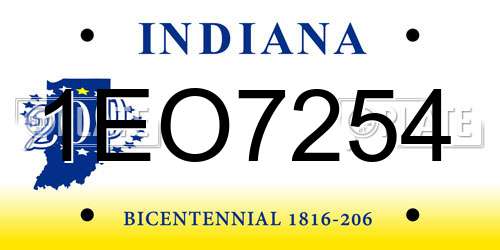 1EO7254 Indiana License Plate