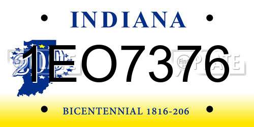 1EO7376 Indiana License Plate