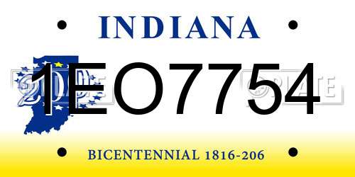 1EO7754 Indiana License Plate