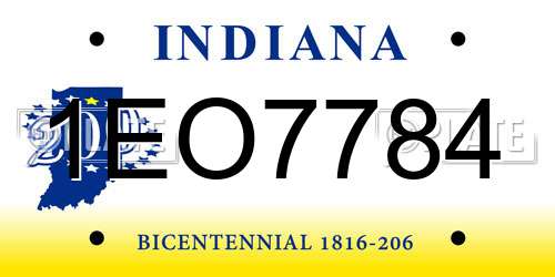 1EO7784 Indiana License Plate