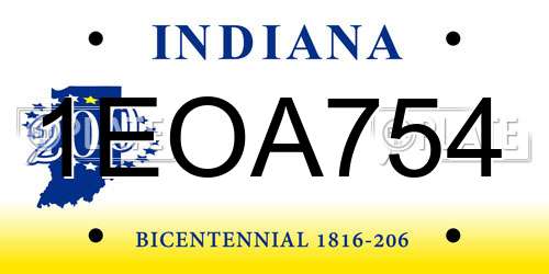 1EOA754 Indiana License Plate
