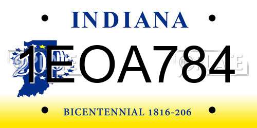 1EOA784 Indiana License Plate