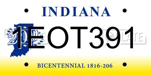 1EOT391 Indiana License Plate