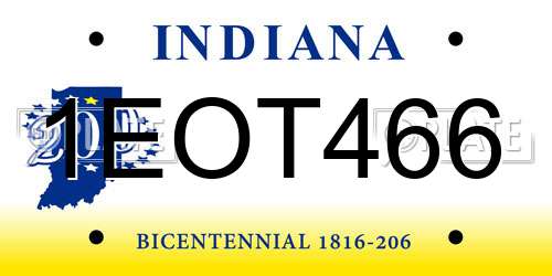 1EOT466 Indiana License Plate