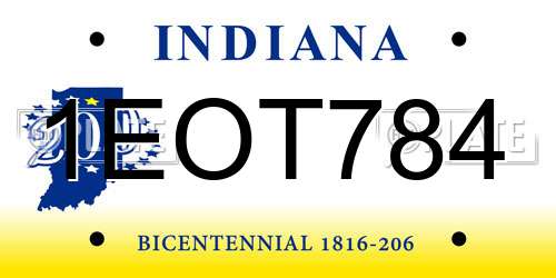 1EOT784 Indiana License Plate