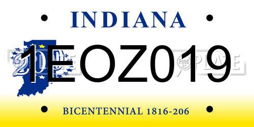 1EOZ019 Indiana License Plate