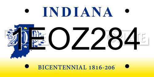 1EOZ284 Indiana License Plate
