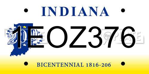 1EOZ376 Indiana License Plate