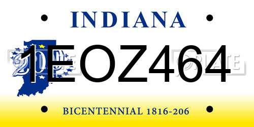 1EOZ464 Indiana License Plate
