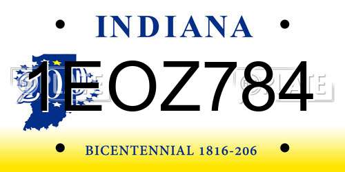 1EOZ784 Indiana License Plate