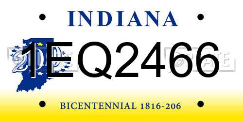 1EQ2466 Indiana License Plate