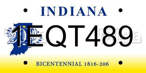 1EQT489 Indiana License Plate