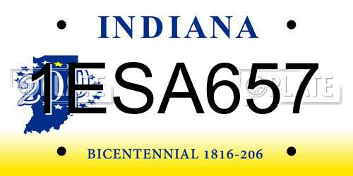 1ESA657 Indiana License Plate