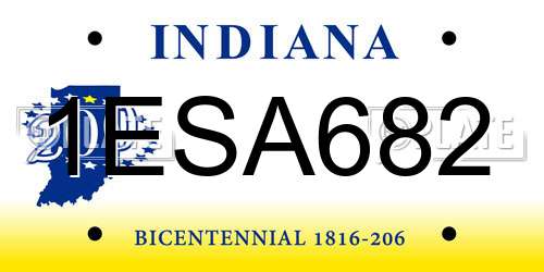 1ESA682 Indiana License Plate