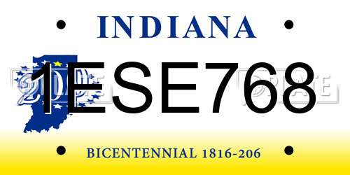 1ESE768 Indiana License Plate