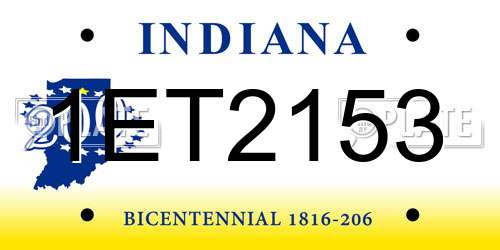 1ET2153 Indiana License Plate