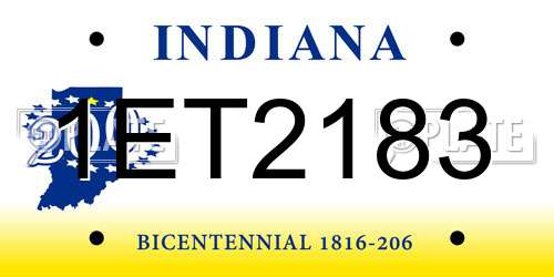 1ET2183 Indiana License Plate