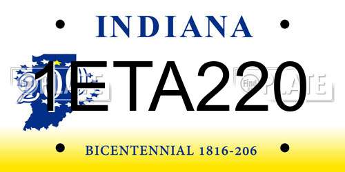 1ETA220 Indiana License Plate