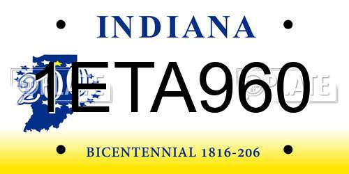 1ETA960 Indiana License Plate