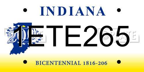 1ETE265 Indiana License Plate