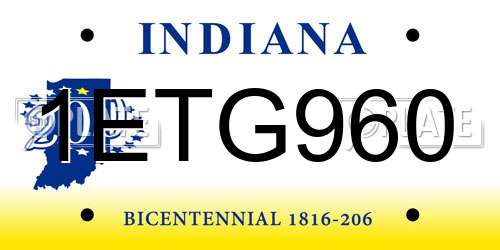 1ETG960 Indiana License Plate