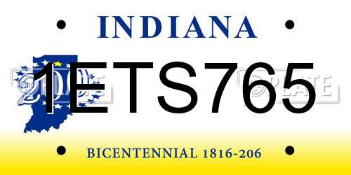 1ETS765 Indiana License Plate
