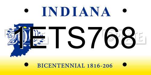 1ETS768 Indiana License Plate