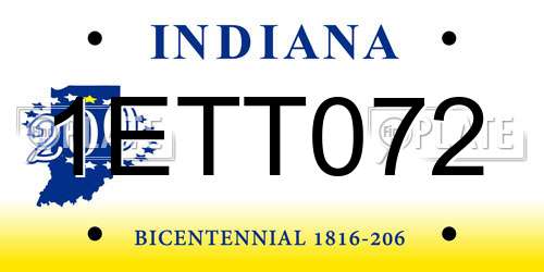 1ETT072 Indiana License Plate