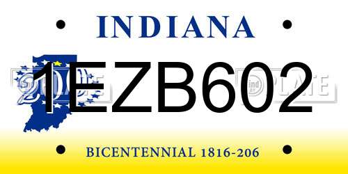 1EZB602 Indiana License Plate