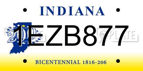 1EZB877 Indiana License Plate