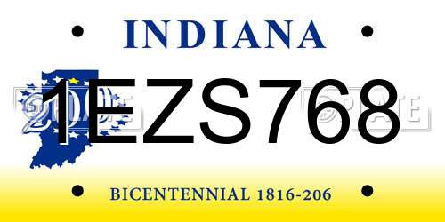 1EZS768 Indiana License Plate