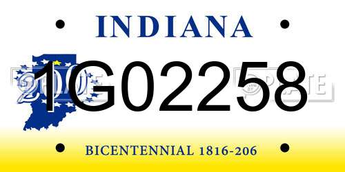 1G02258 Indiana License Plate