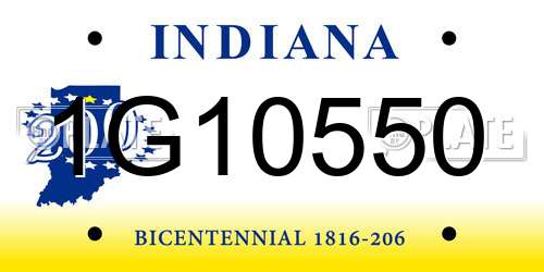 1G10550 Indiana License Plate