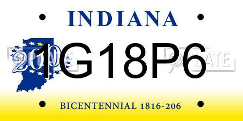 1G18P6 Indiana License Plate