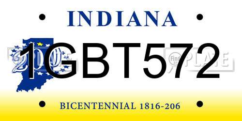 1GBT572 Indiana License Plate