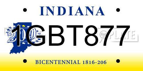 1GBT877 Indiana License Plate