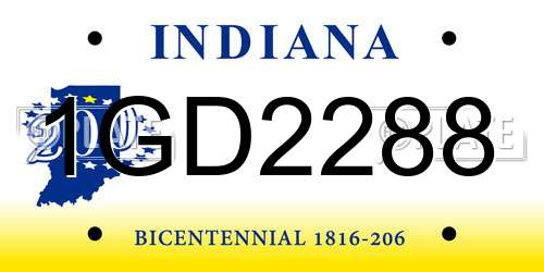 1GD2288 Indiana License Plate